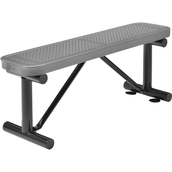 Global Industrial 48L Outdoor Steel Flat Bench, Expanded Metal, Gray 695741GY